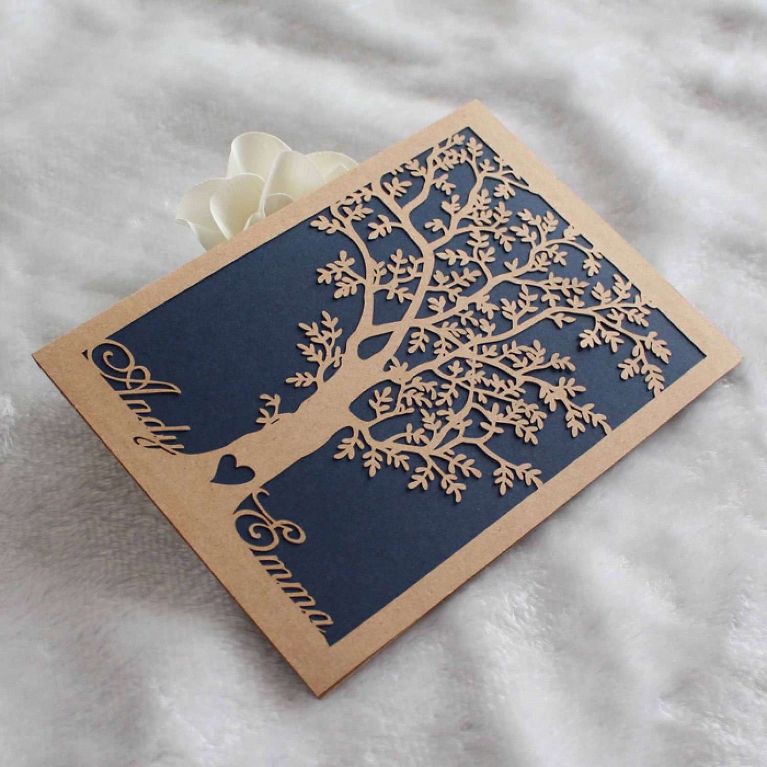 Laser Cut Invitation Card Customized Holiday Greeting Card Brown Paper 